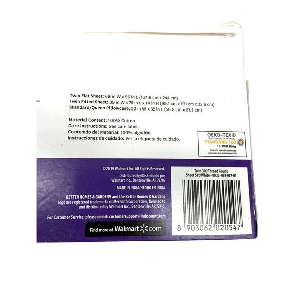 Better Homes & Gardens 100% Cotton Twin 300 Thread Count Sheet Set - Picture 4 of 4